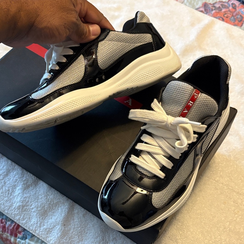 Prada Men's Black and Gray Sneakers - Picture 2 of 6